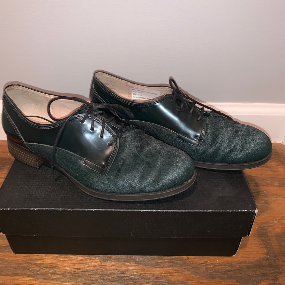 Clarks Busby Fizz Dark Green Leather Shoes